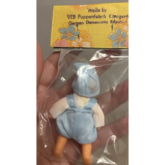 Vintage VEB Puppenfabrik Konigsee GDR 3" Miniature Rubber New In Package - Picture 4 of 5